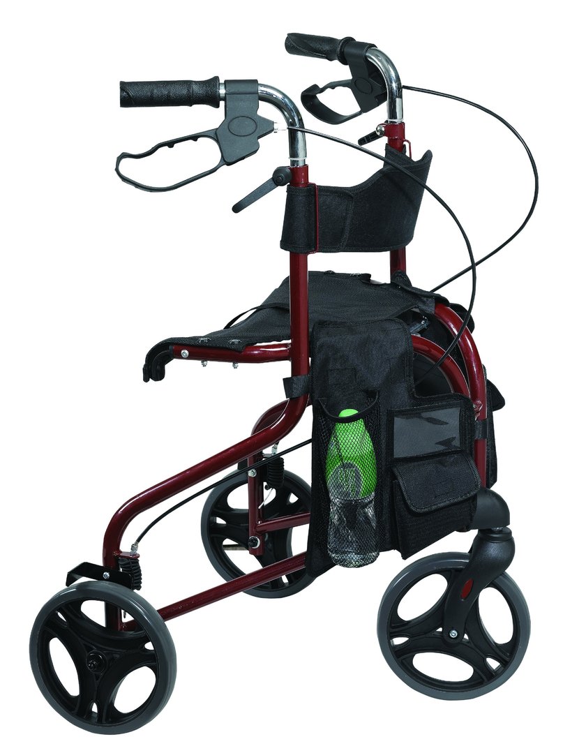 Antar Premium Rollator, 3 Räder, faltbar, Sitz und Rückengurt